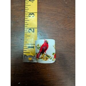 Mini Candle Holder/Cardinal On Branch/Yellow Flowers  1" Tall By Funny Design